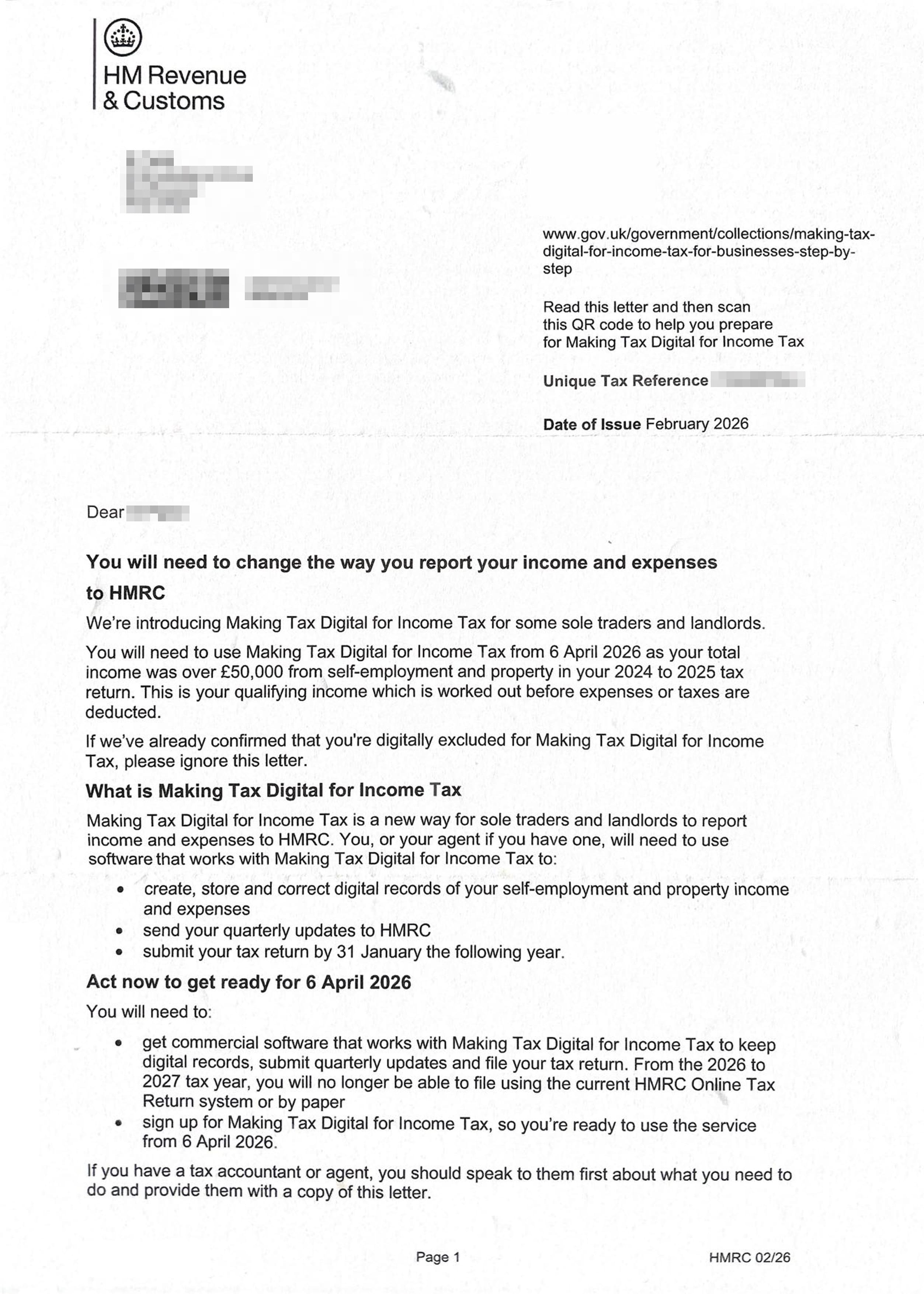 HMRC Letter 2